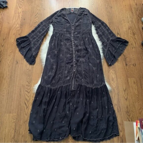 Johnny Was Dark blue Dress Size XS Slip adjustable straps bell sleeve - Picture 4 of 16